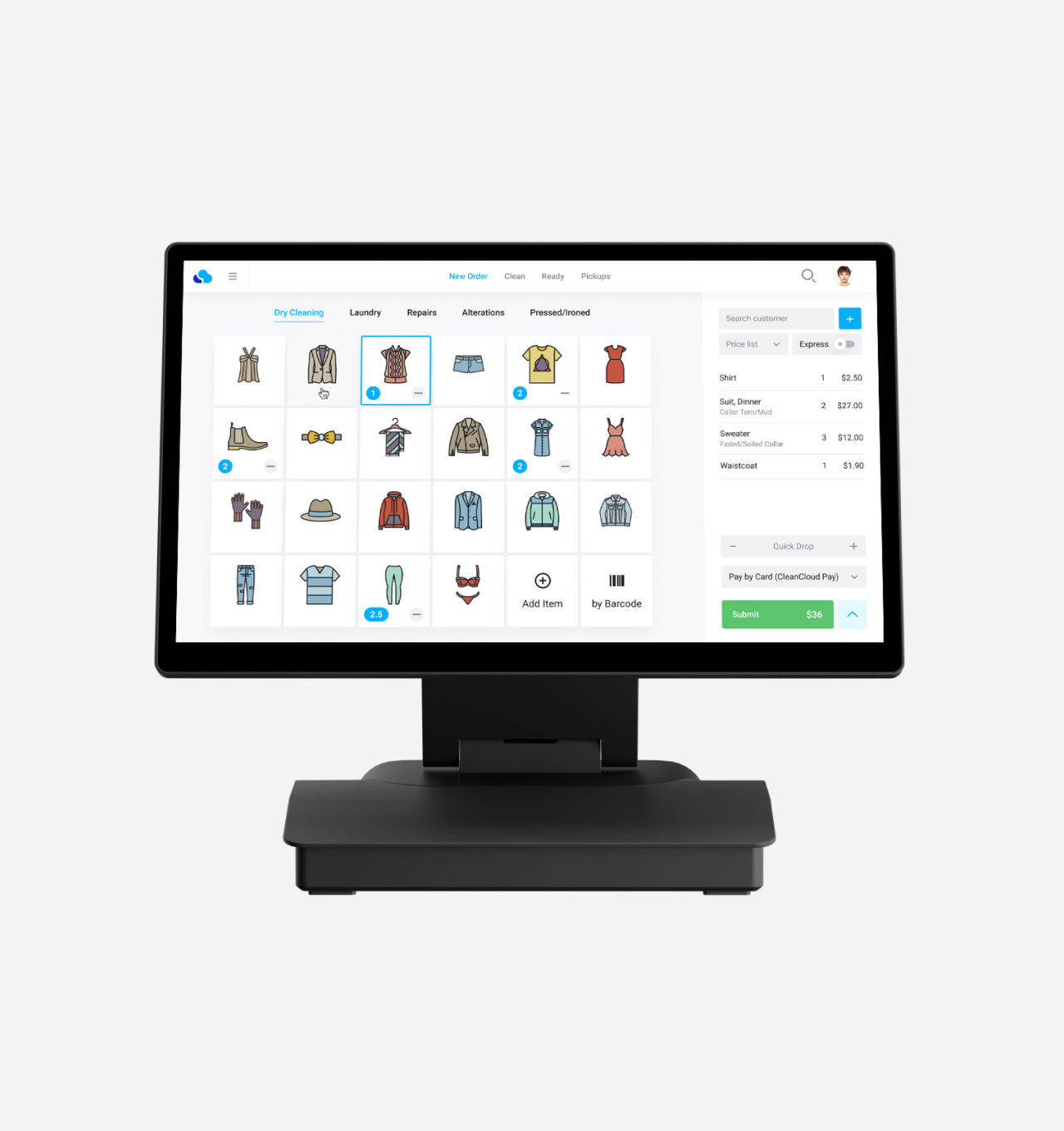CleanCounter Dual Display POS | Touchscreen for Laundromats – CleanCloud